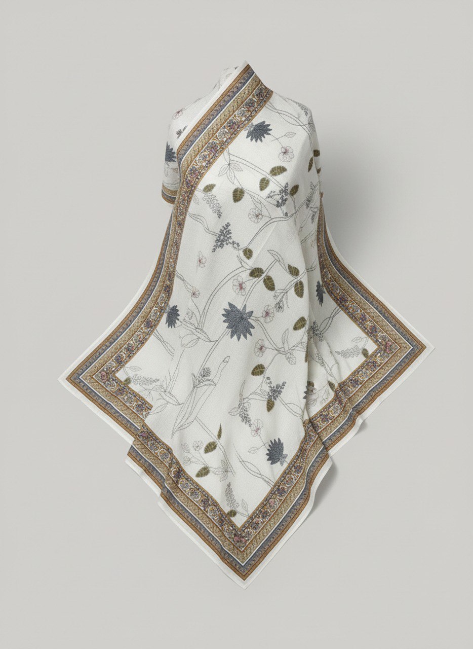 White printed Kurta with Trousers with dupatt