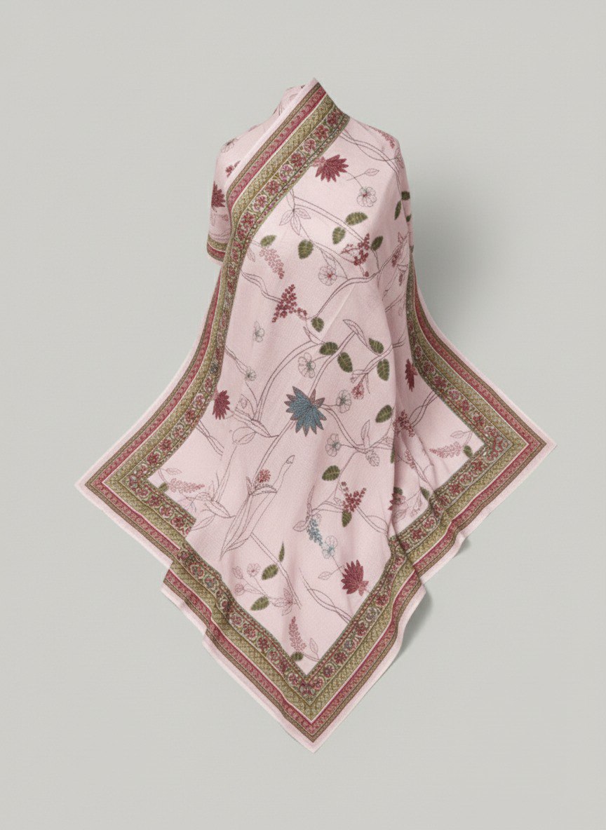 Pink printed Kurta with Trousers & dupatta